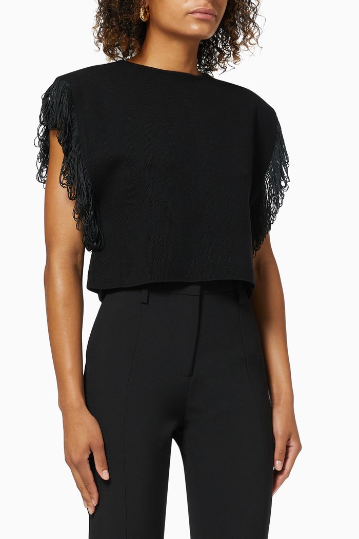 

Veronique Fringed Crop Top, Black