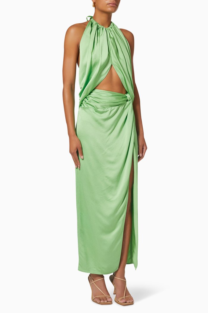 

Elyse Dress in Viscose Satin, Green