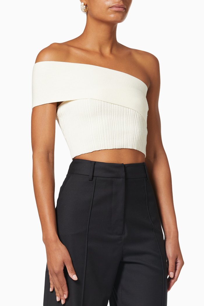 

Clare Crop Top in Rib-knit, Neutral