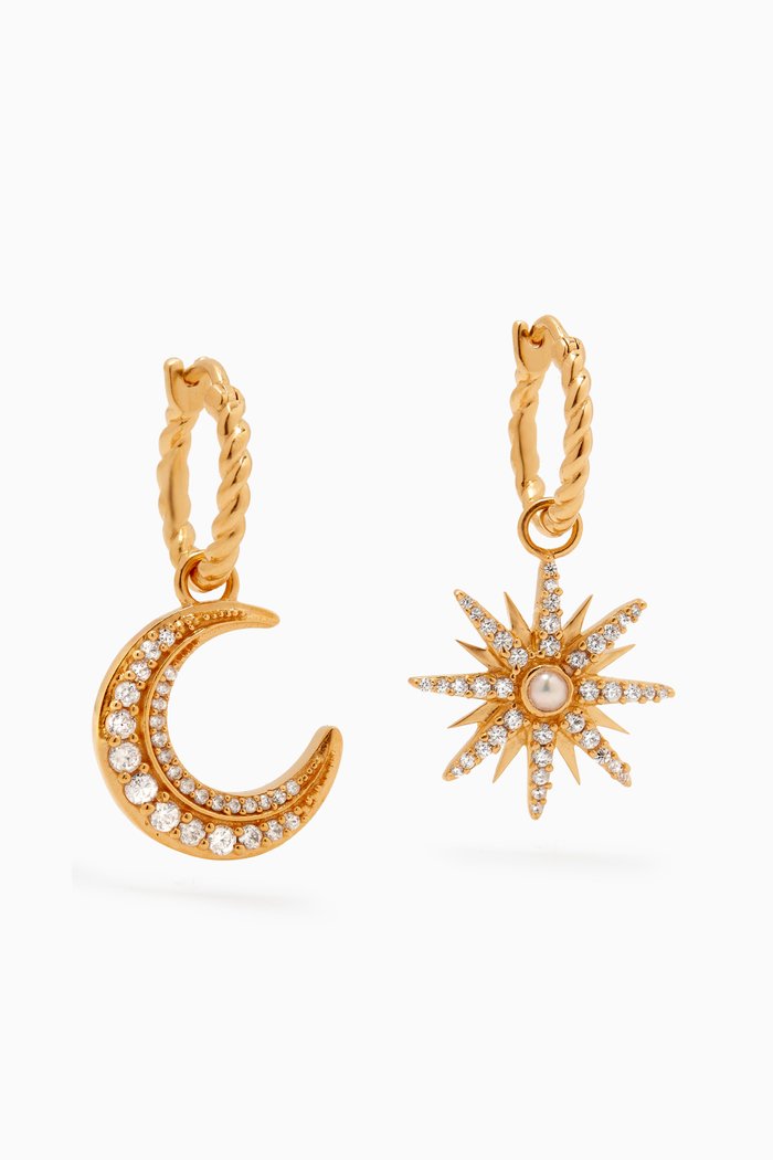 

x Harris Reed Moonlight Pearl Hoop Earrings in 18kt Recycled Gold-plated Brass