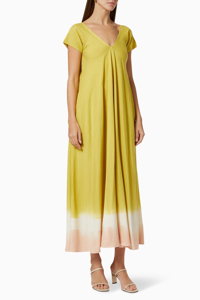 

Dip Dyed Dress in Cotton, Green