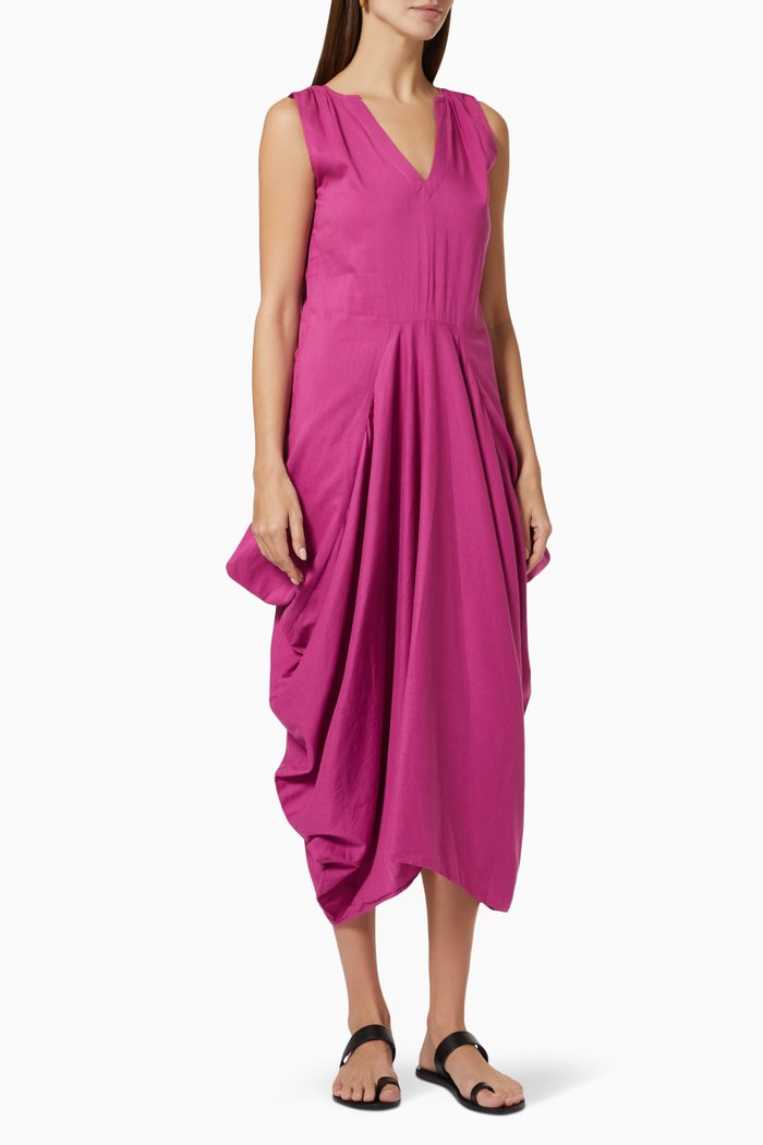 

Cowl Dress in Cotton, Pink