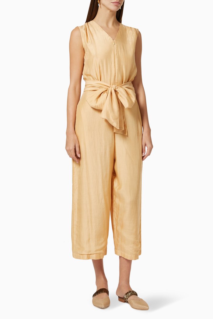 

Belted Jumpsuit in Silk, Neutral