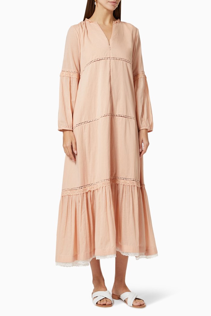 

Tiered Dress in Cotton, Pink