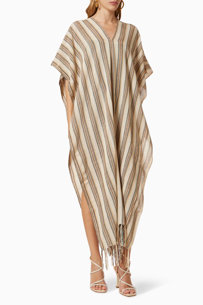 

Jorongo Poncho in Handwoven Cotton, Neutral