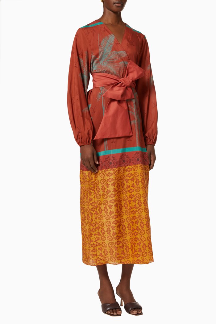 Herradura Maxi Dress in Cotton-silk Blend, Red