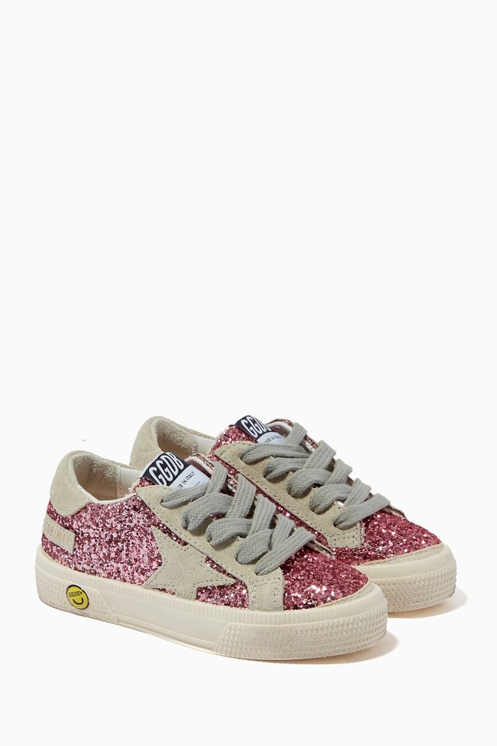 May Sneakers with Suede Star in Glitter, Pink