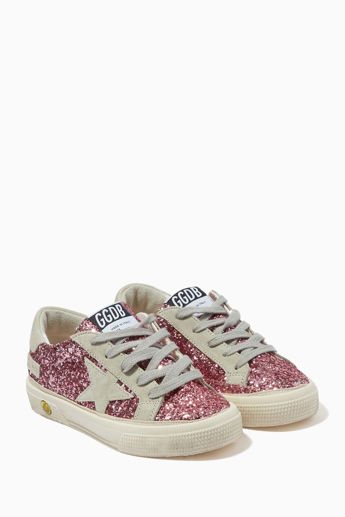 

May Sneakers with Suede Star in Glitter, Pink