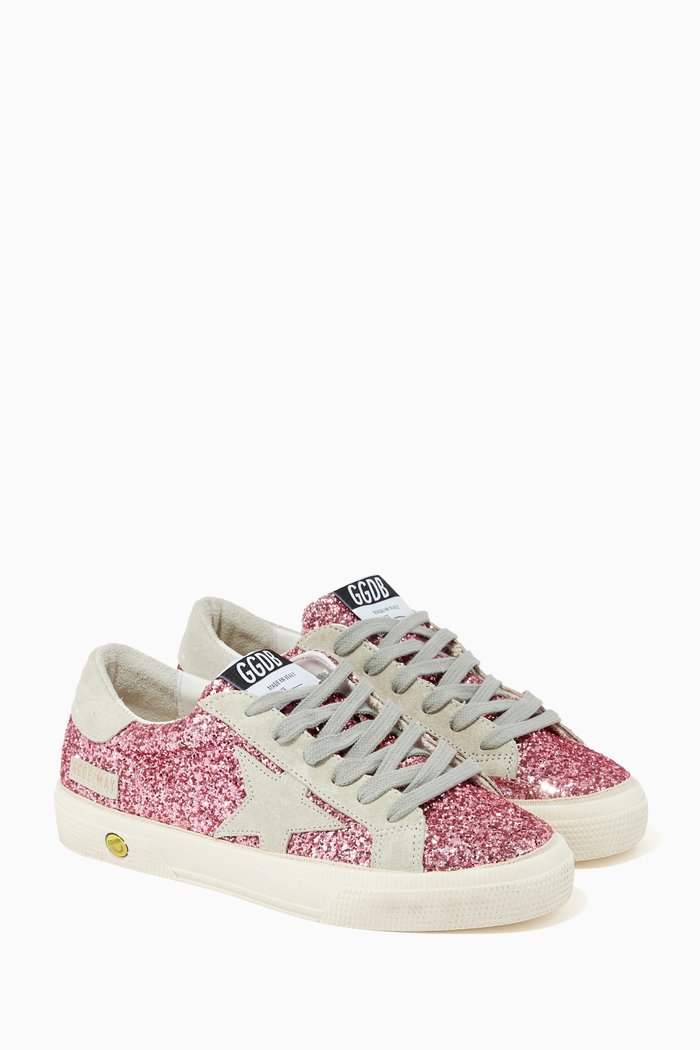 

May Sneakers with Suede Star in Glitter, Pink