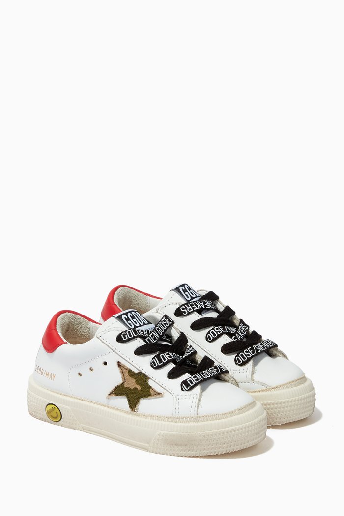 May Sneakers with Camouflage Star in Leather, White