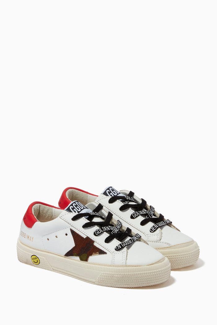 

May Sneakers with Camouflage Star in Leather, White