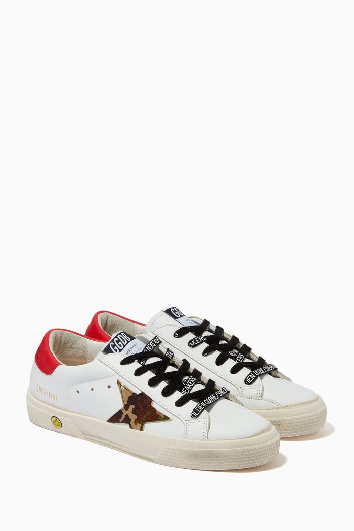 

May Sneakers with Camouflage Star in Leather, White