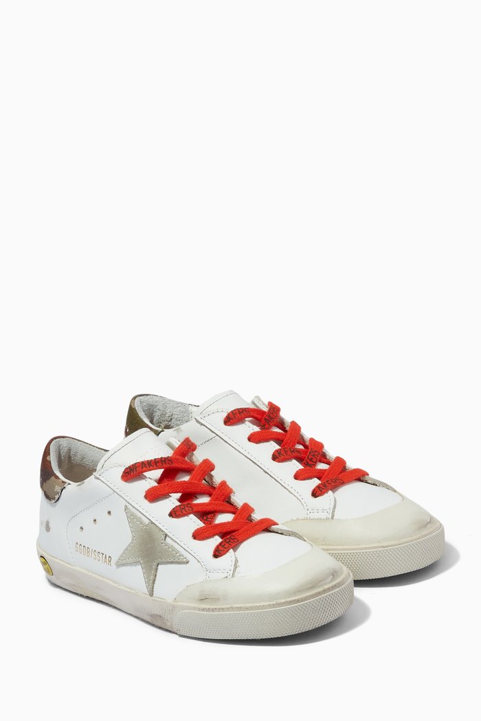 

Super-Star Sneakers with Camouflage Ripstop Star in Leather, White