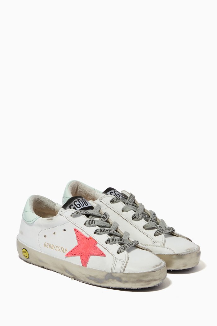 

Superstar Sneakers with Suede Star & Patent Heel Tab in Leather, White