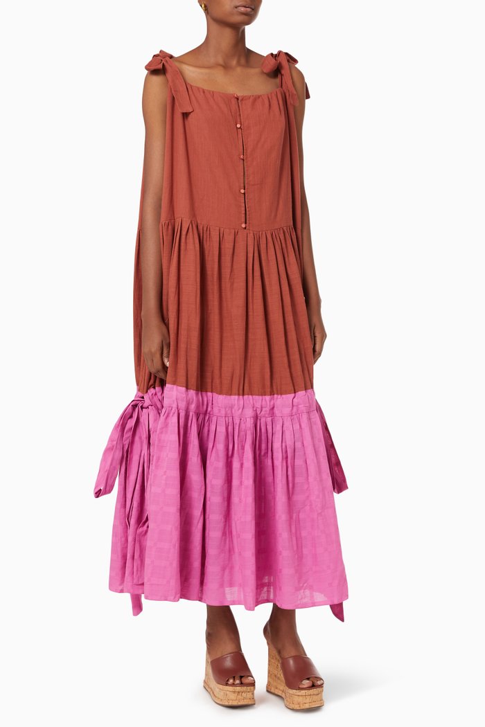 Bolkan Dress in Cotton, Red