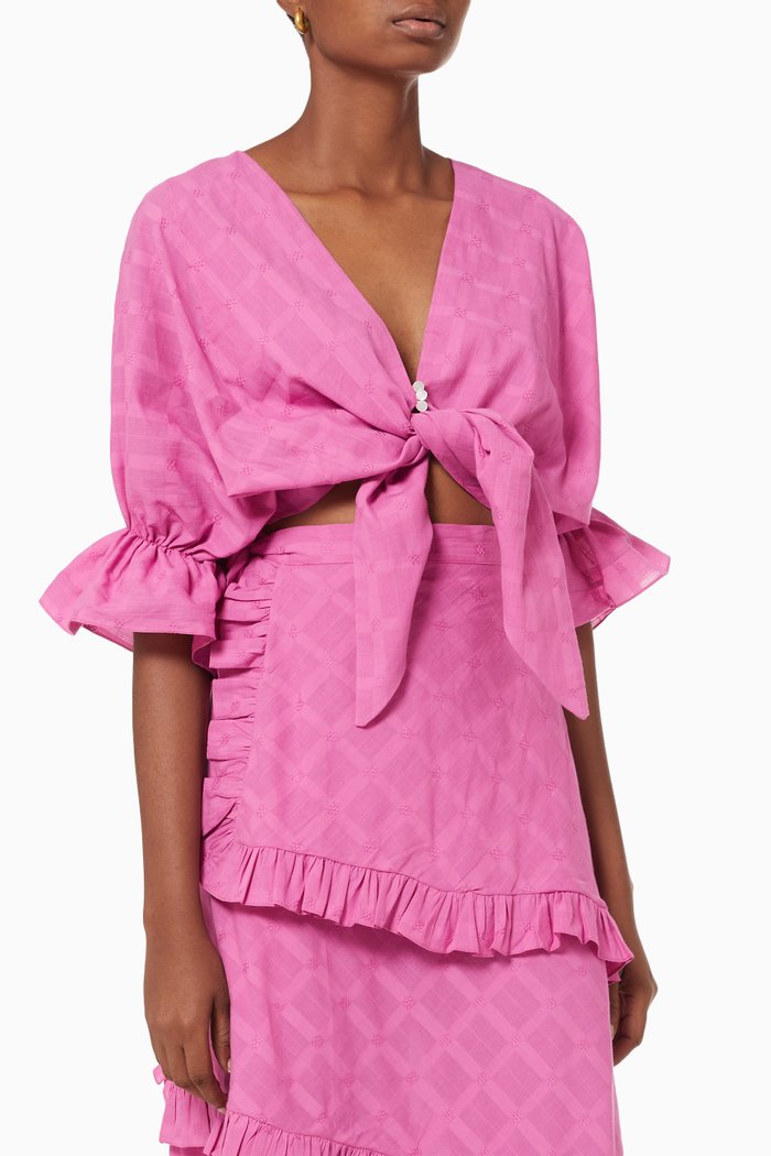 

Rubin Crop Blouse in Cotton, Pink