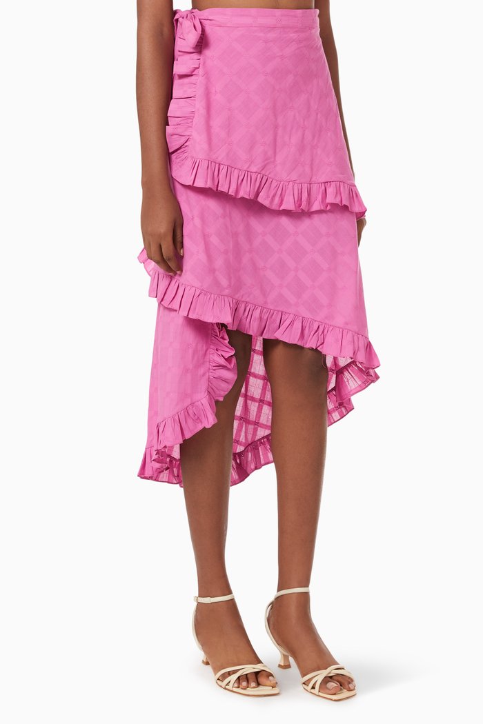 

Feine Midi Skirt in Cotton, Pink
