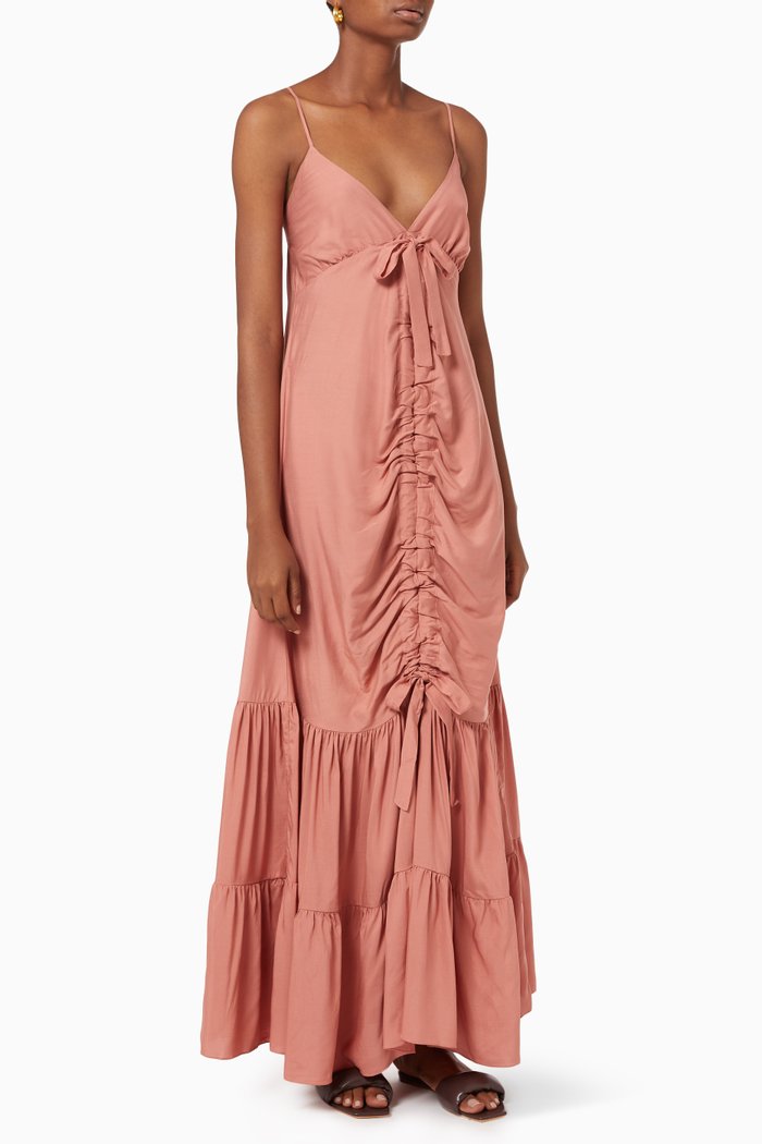 

De Niro Maxi Dress in Silk Blend, Pink