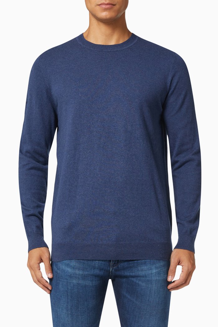 

Orange Label Crew Jumper in Cotton Cashmere Jersey, Blue