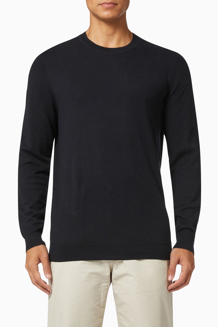 

Orange Label Crew Jumper in Cotton Cashmere Jersey, Black