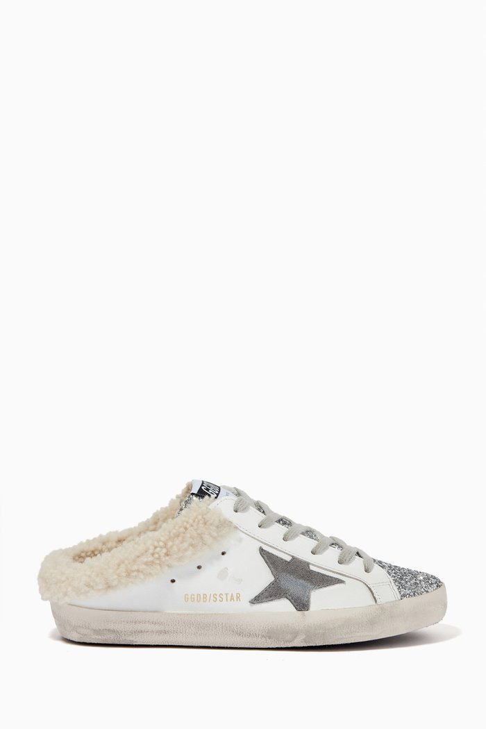 

Superstar Sabots with Shearling Lining in Leather, White