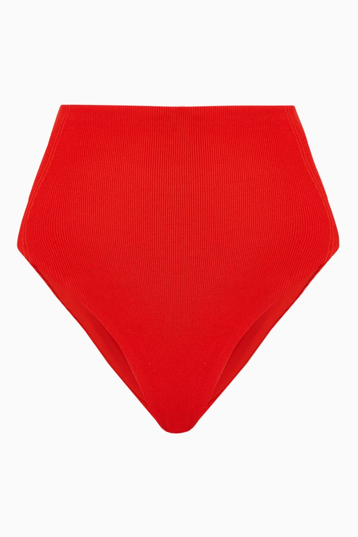 

Audrey High-waisted Bikini Briefs in Stretch Nylon, Red