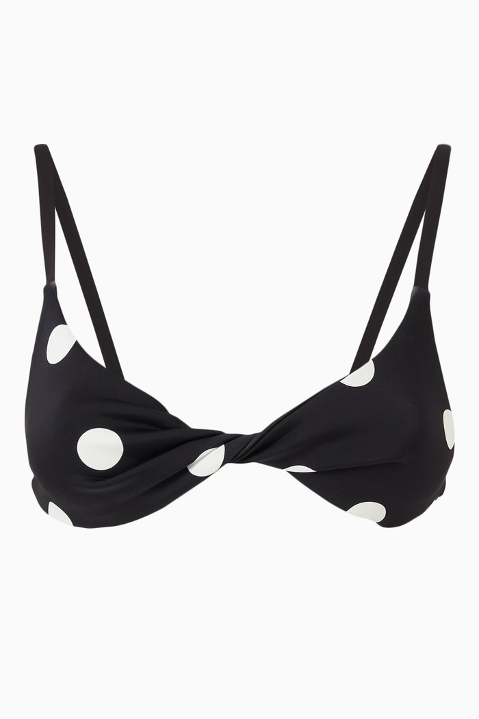 

Devin Twist Bikini Top in Stretch Nylon, Black