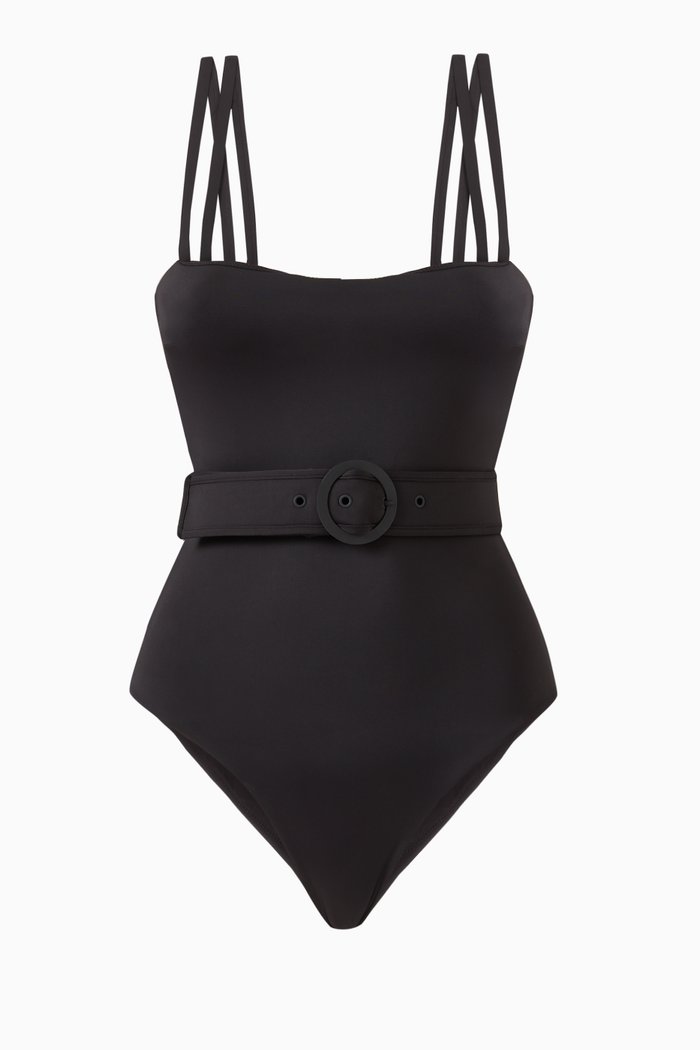 

Hendry Belted One-piece Swimsuit in Stretch Nylon, Black