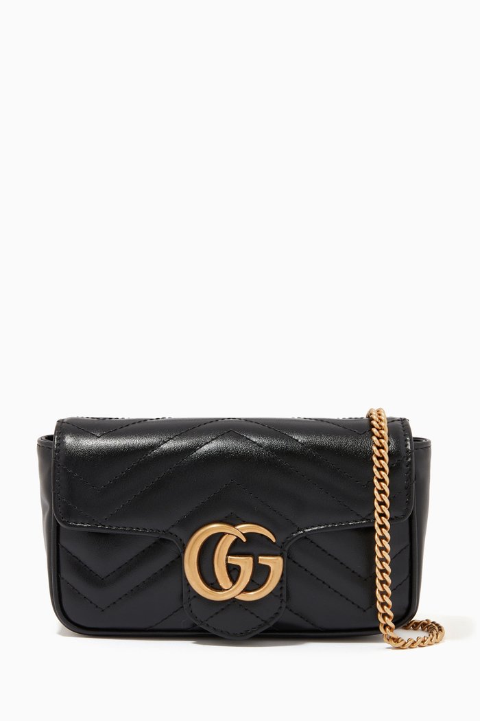 

GG Marmont Super Mini Bag in Matelassé Chevron Leather, Black