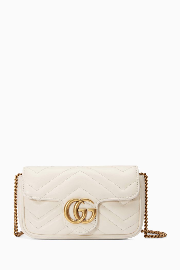 

GG Marmont Super Mini Bag in Matelassé Chevron Leather, White