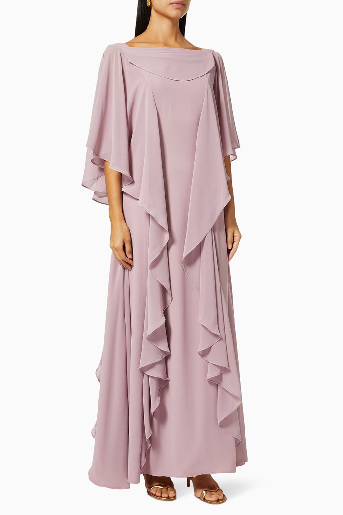 

Asymmetric Draped Dress in Chiffon, Pink