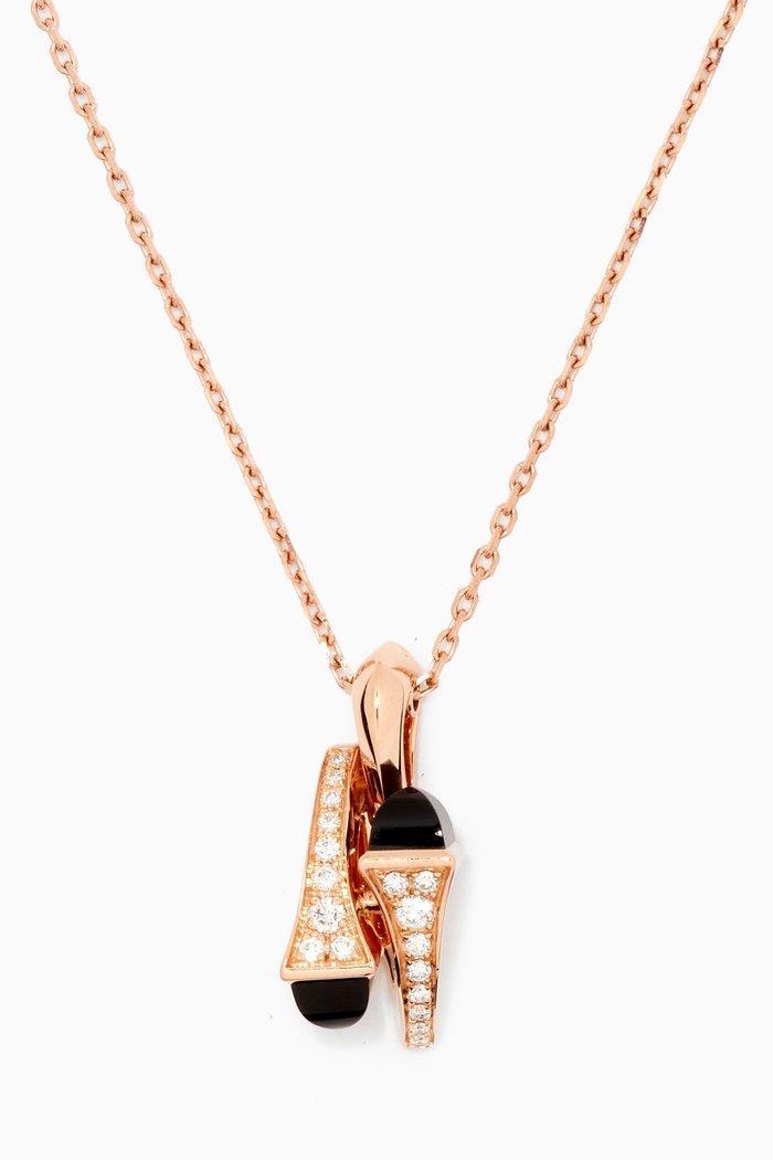 

Cleo Diamond Diamond Huggie Pendant Necklace with Black Onyx in 18kt Rose Gold