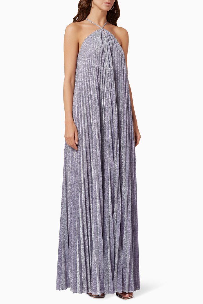 

Em Shimmer Pleated Gown in Jersey, Purple