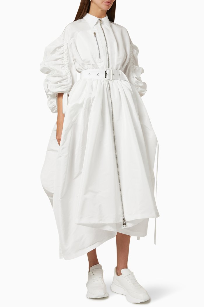 

Parachute Shirt Dress in Polyfaille, White