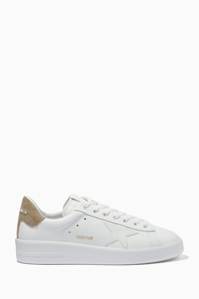 

Purestar Sneakers with Suede Heel Tab in Leather, White