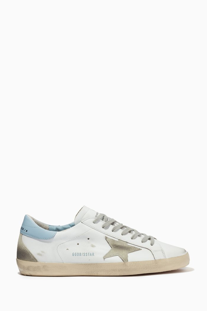 Super-Star Sneakers with Suede Star in Leather, White