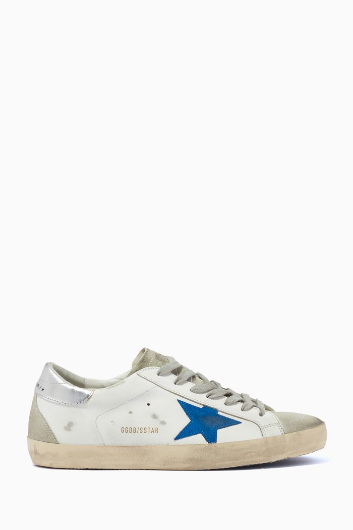 

Super-Star Sneakers with Suede Star in Leather, White