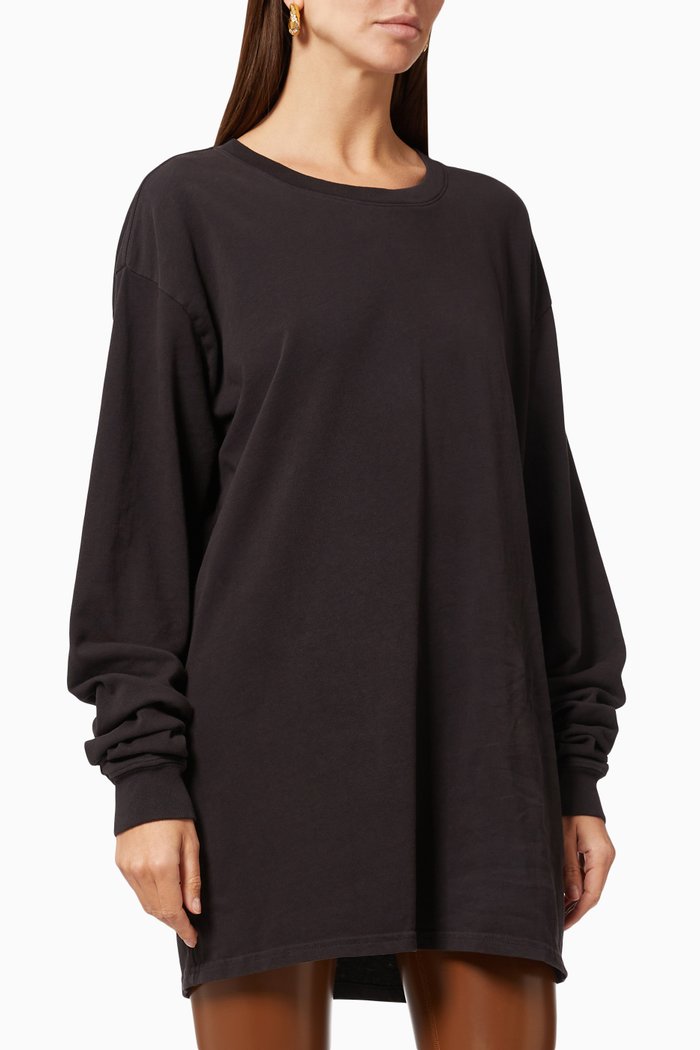 Essential Long Sleeve T-shirt in Cotton, Black