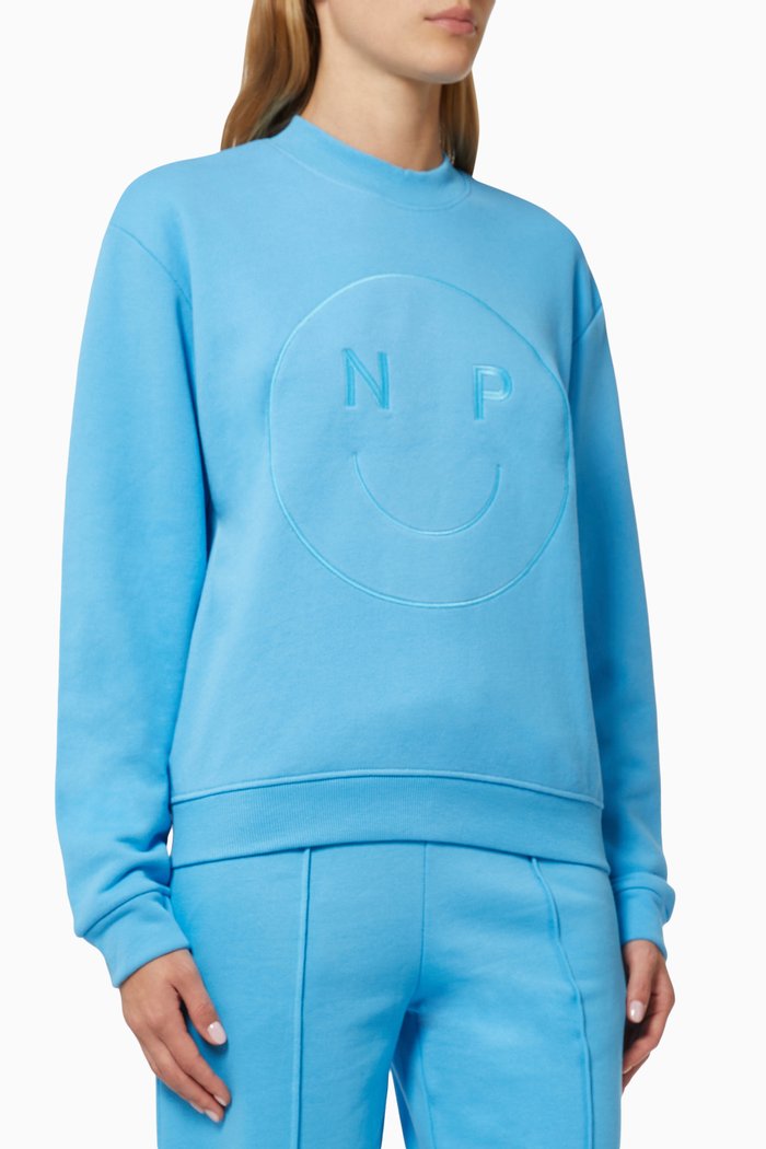 

Smiley Logo Sweatshirt in Organic Cotton, Blue