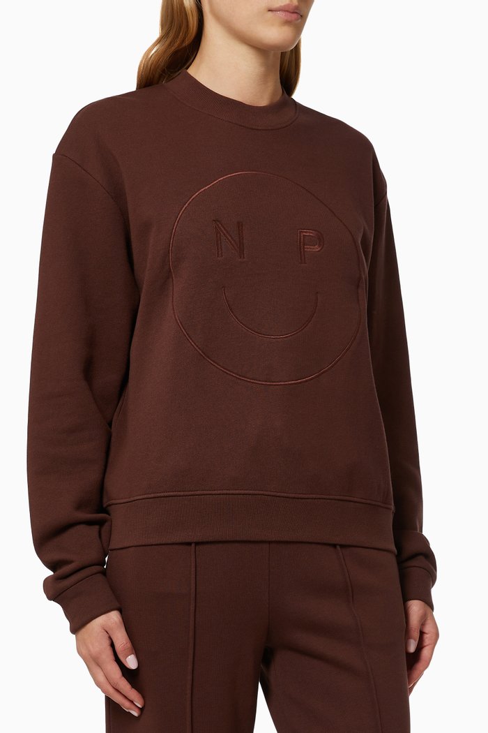 

Smiley Logo Sweatshirt in Organic Cotton, Brown