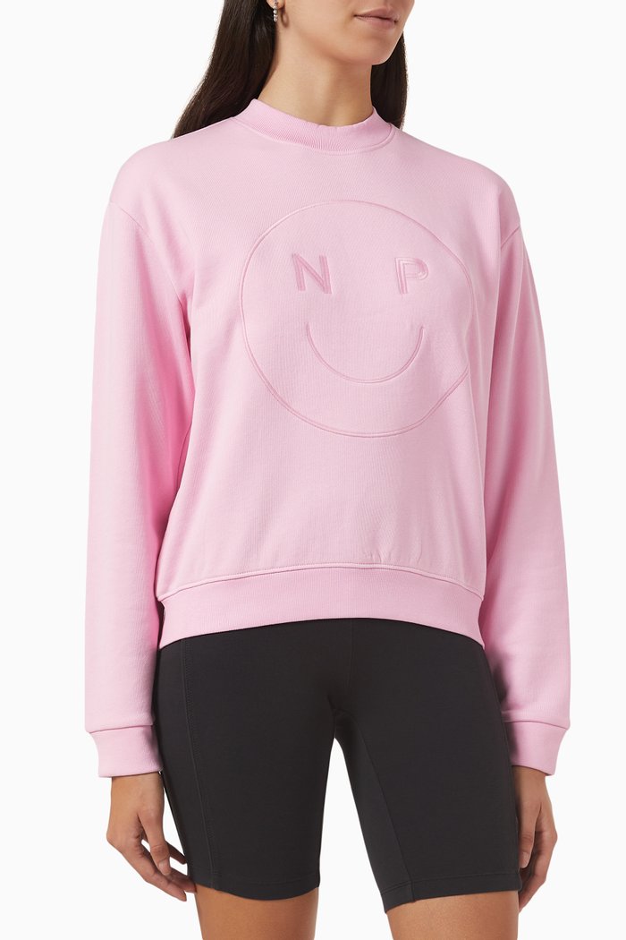 

Smiley Logo Sweatshirt in Organic Cotton, Pink