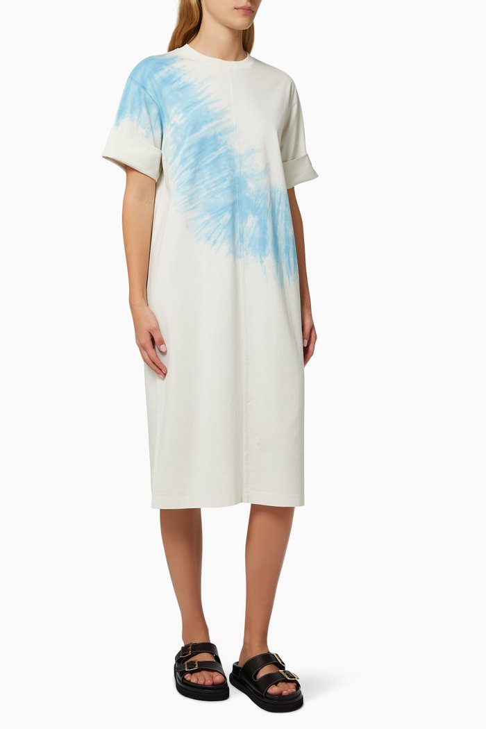 

Charlie Tie Dye T-shirt Dress in Organic Cotton, White