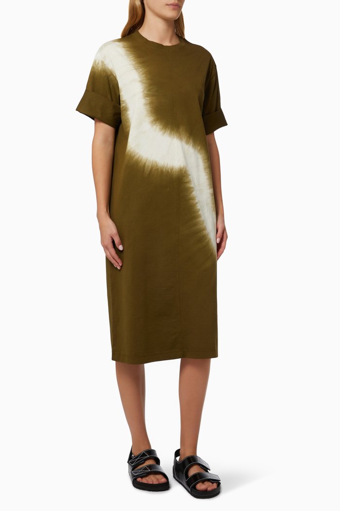 

Charlie Tie Dye T-shirt Dress in Organic Cotton, Brown