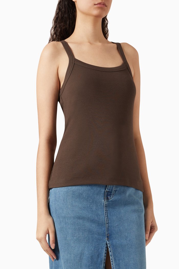 

Ava Tank Top in Organic Cotton, Brown