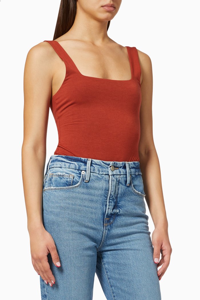

Modern Tank Bodysuit in Stretch Jersey, Brown