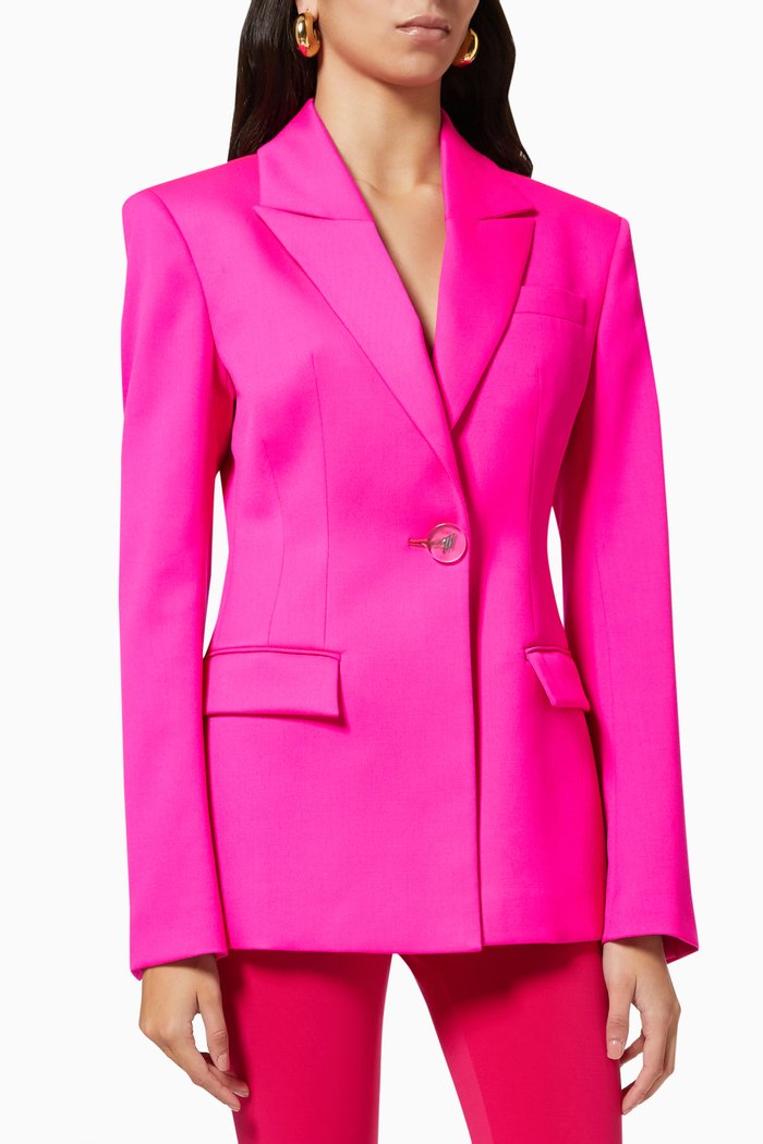 

Blue Clessidra Jacket in Wool Gabardine Stretch, Pink