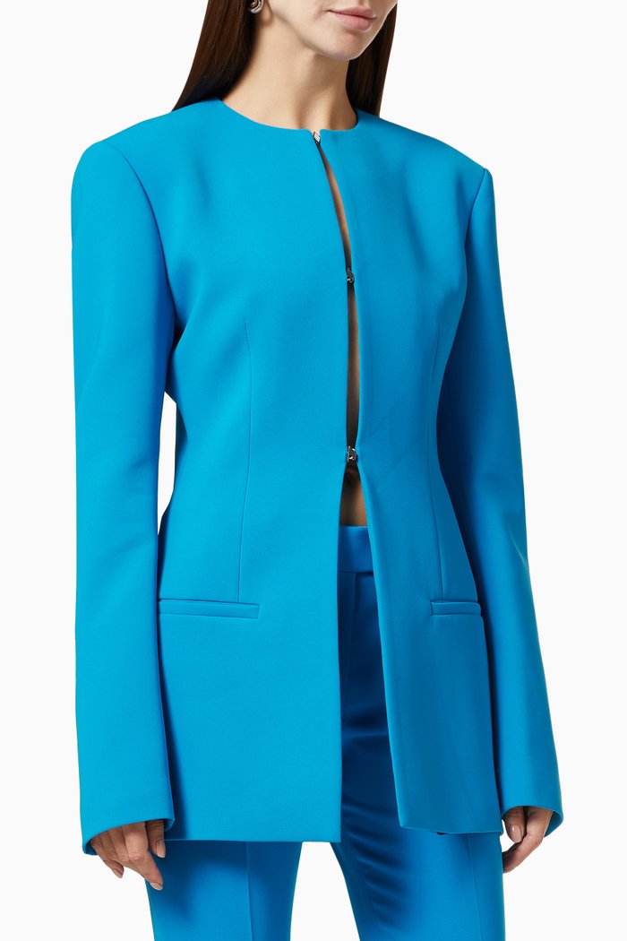 Mya Blazer in Techno Crepe, Blue
