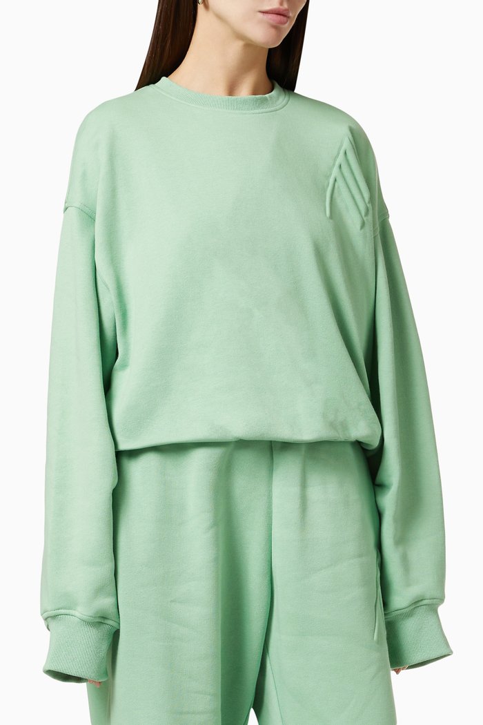 

Oversized Sweatshirt in Cotton Fleece, Green