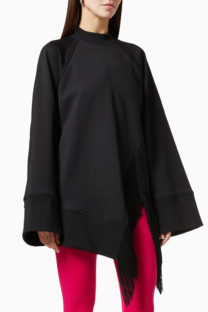 

Oversized Asymmetric Sweater in Jersey, Black