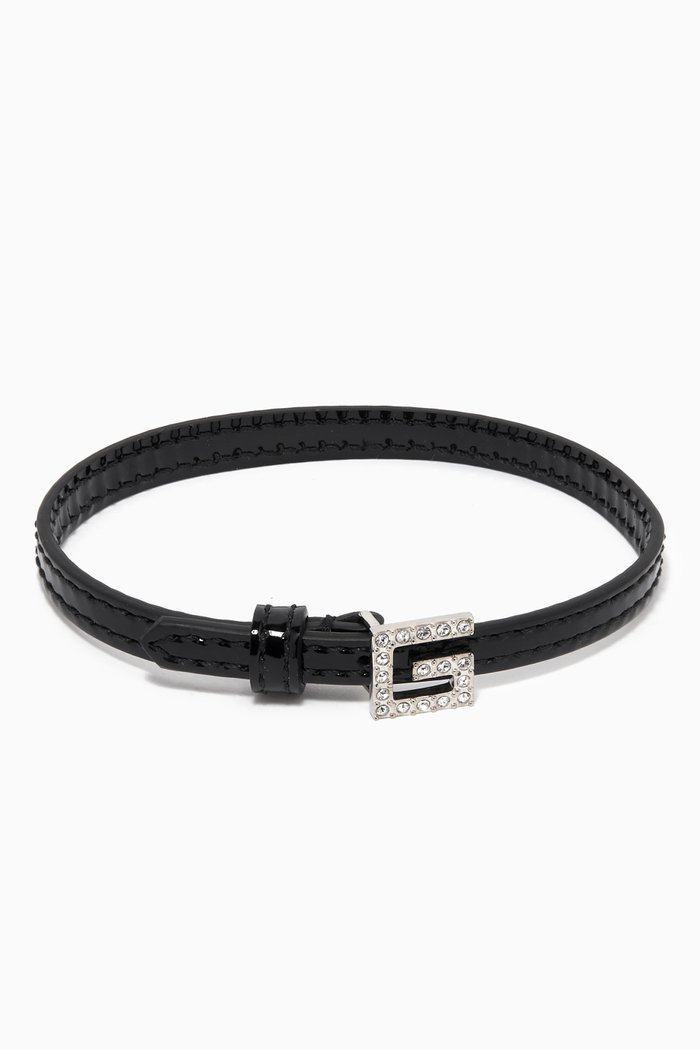 

Square G Motif Bracelet in Leather, Black